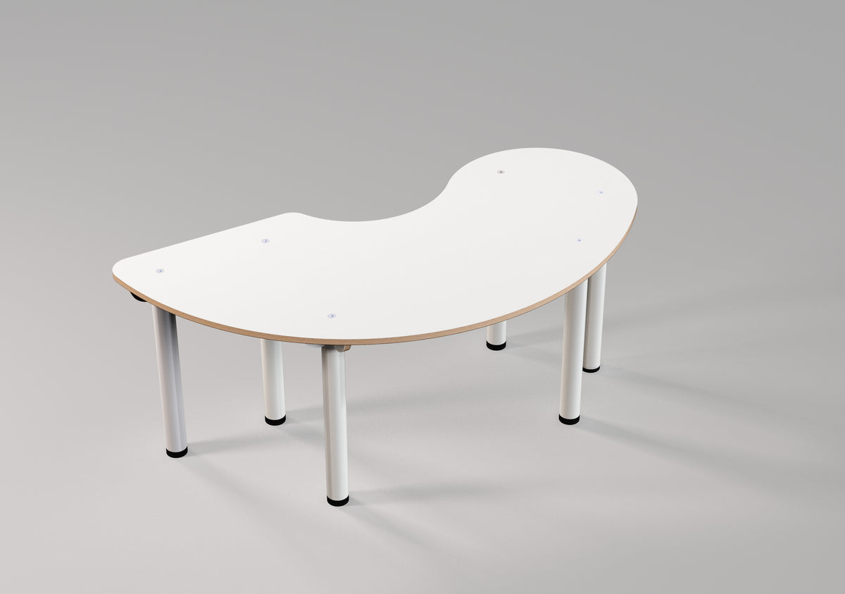 Table YINYANG pour écoles et collectivités - design WAND & édition IMPACT FURNITURE - upcycling de panneaux multiplex des stocks de OXFAM