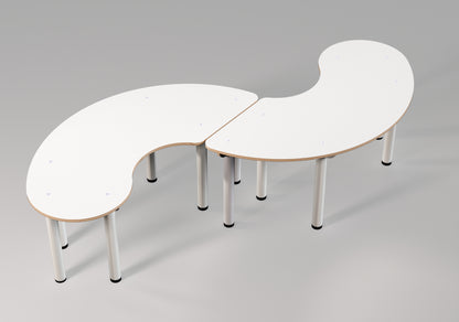 Table YINYANG pour écoles et collectivités - design WAND & édition IMPACT FURNITURE - upcycling de panneaux multiplex des stocks de OXFAM