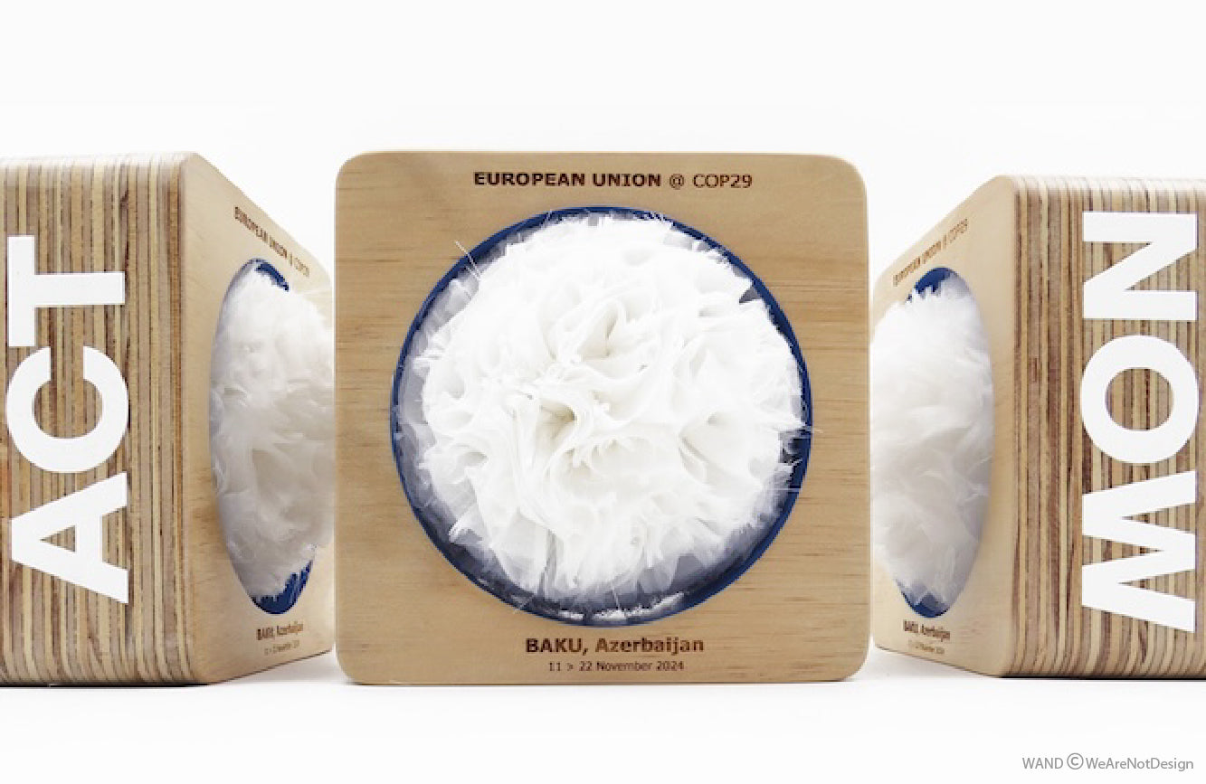 Trophée en bois et textile upcyclé - sur mesure - COP 29