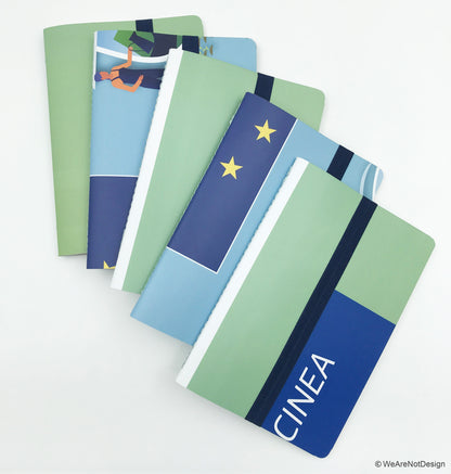 Carnet de note A5 avec pages ivoire vierges et fermeture élastique - upcycling évènementiel EU (matière de base: bâches de roll-up)