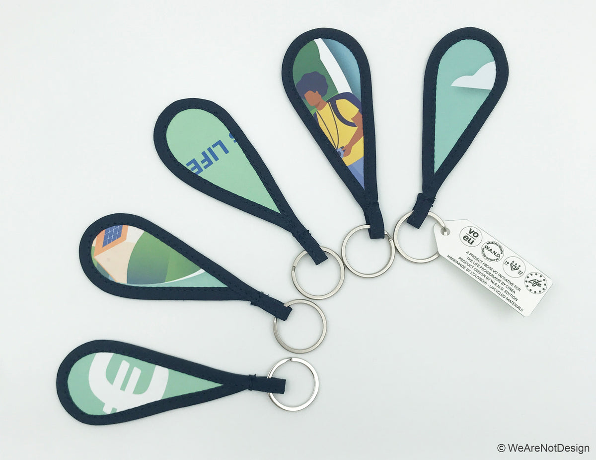 Porte clefs ergonomique - upcycling évènementiel EU (matière de base: bâches de roll-up)